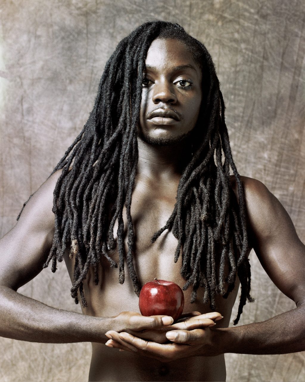 Subject: Amal the dancer. 120 film, shot at exposure index 200. Mamiya RZ67, Speedotron 2400 watt second pack and head--Photek Softlighter II (large) to camera left and sheet of scrap white seamless as bounce from right. Straight scan from processor, no editing.