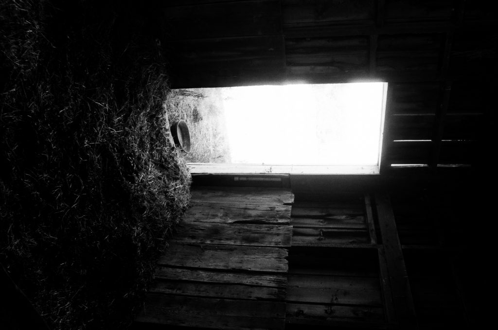 Inside Horse Stall, Wichita Old Cowtown. Pentax ZX-M, 28mm, f/9.5, 1/15 sec, CineBloom 10%. Darkroom developed and scanned