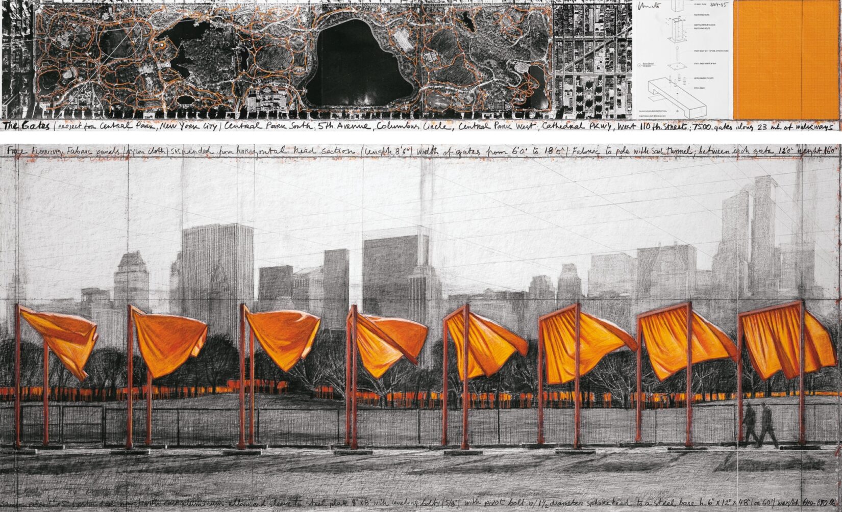 Drawing of the Gates Project for Central Park