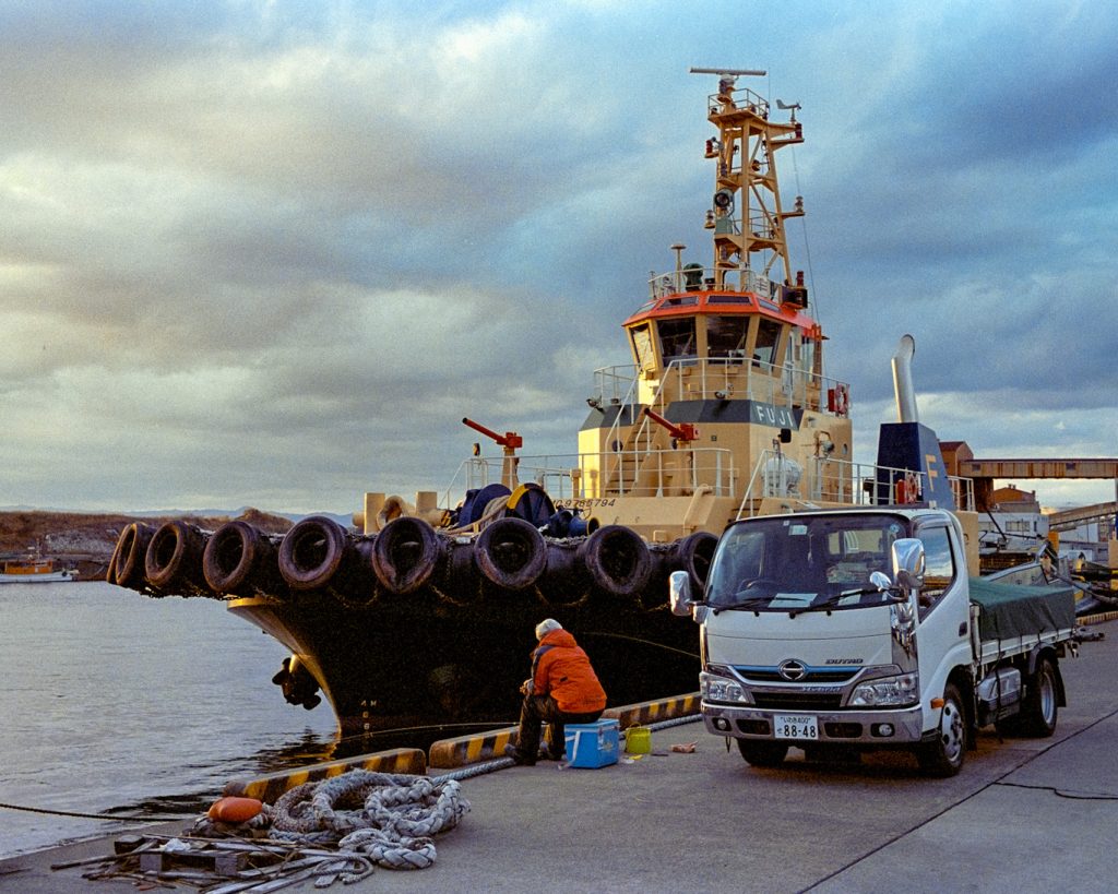 Man fishing at golden hour Iwaki Fukushima Japan
