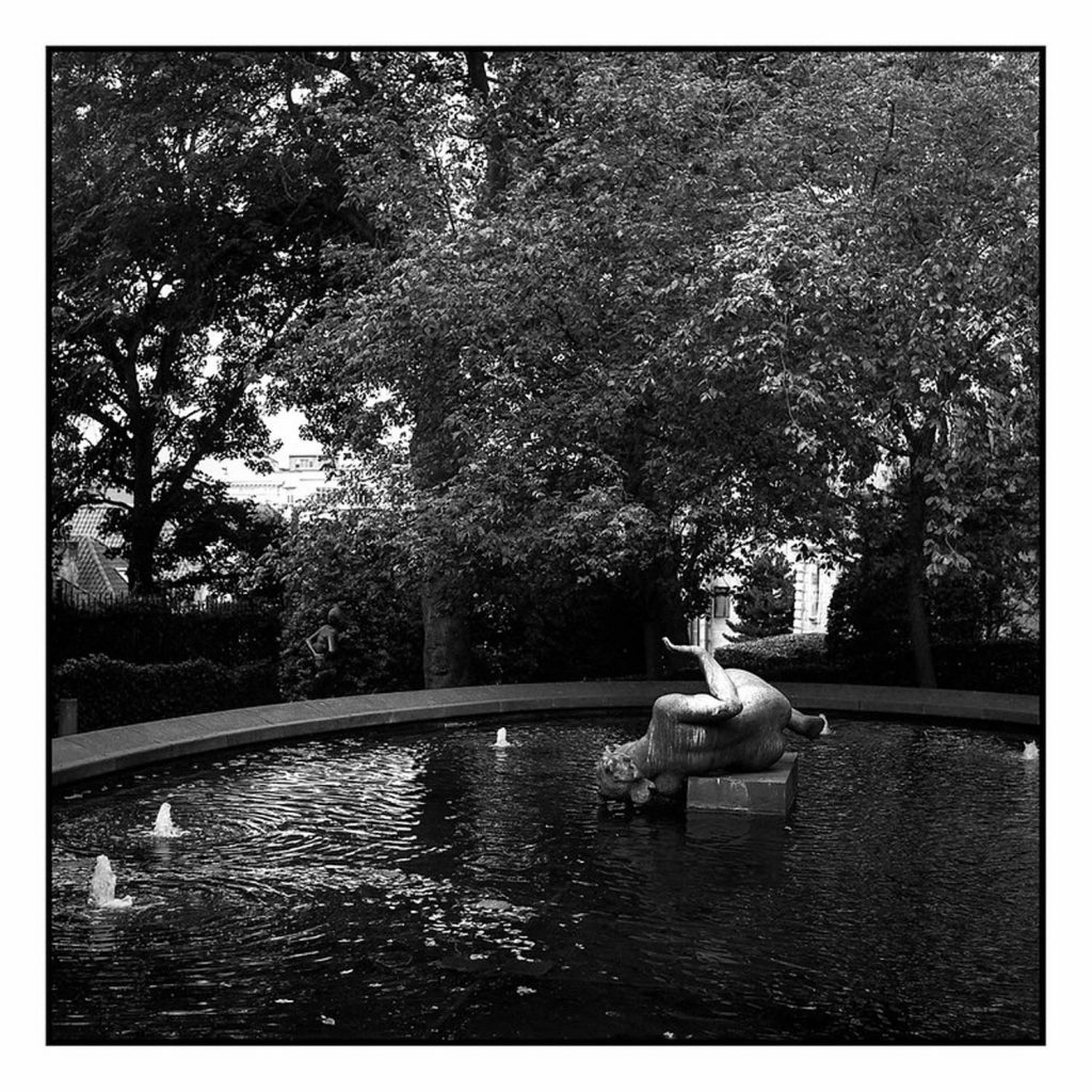 Brussels statue and pond
