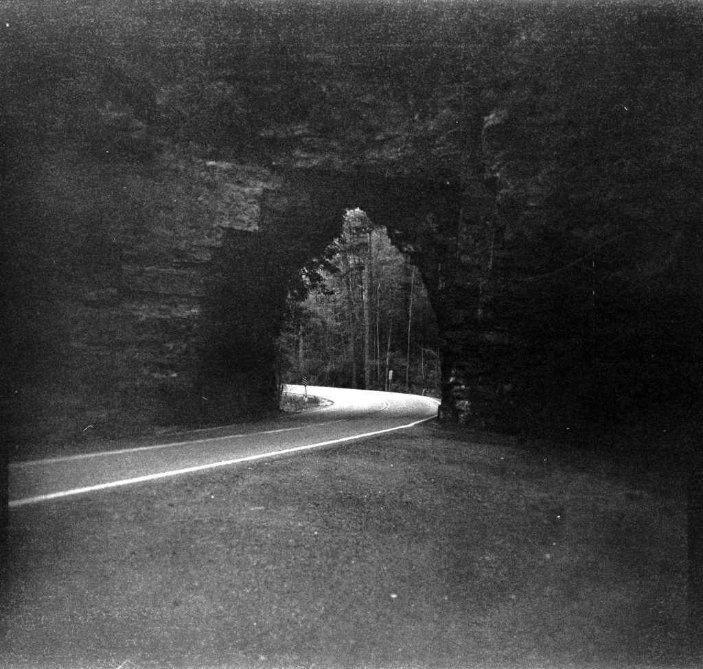 Backbone Rock Tunnel shot with a Holga 120N camera on Bergger Pancro 400.