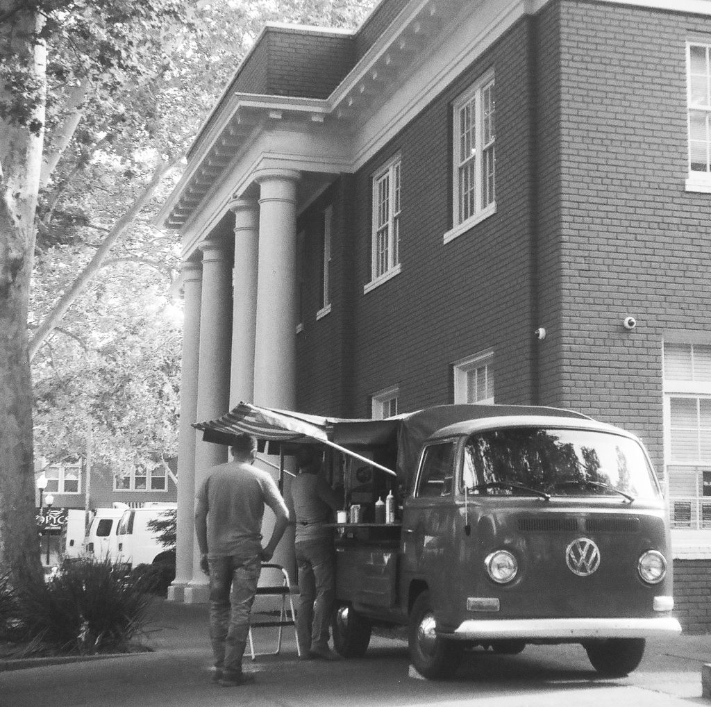 Shot with a KodaK Duaflex II (120 modified for 620 spool). Sacramento - Midtown Farmer's Market